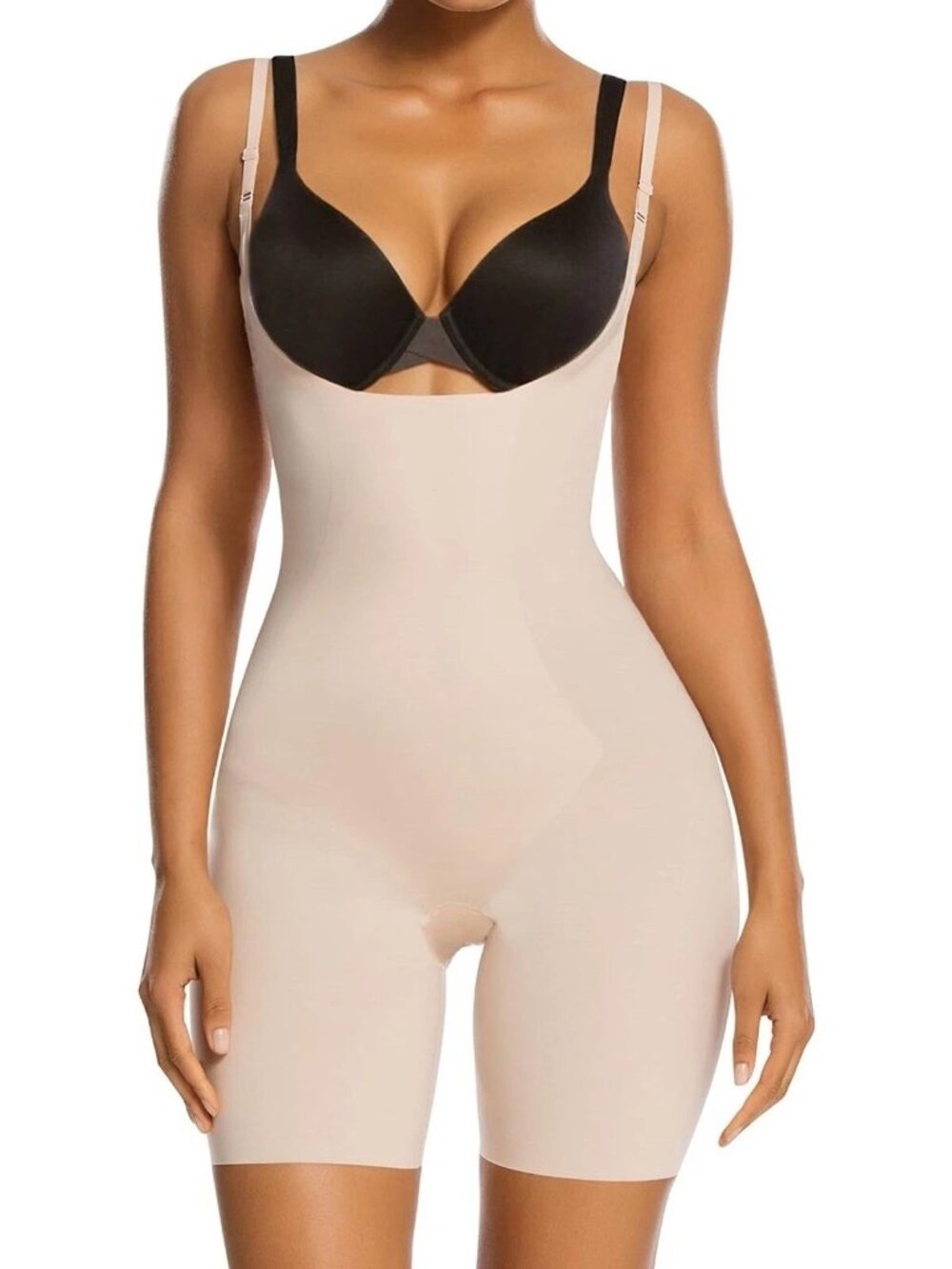 SHAPERX Shapewear Tummy Control Open Bust Thigh Slimmer Faja MEDIUM Beige NWT